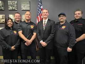 Firefighters from Kennett in attendance to congratulate both Joseph and Michael